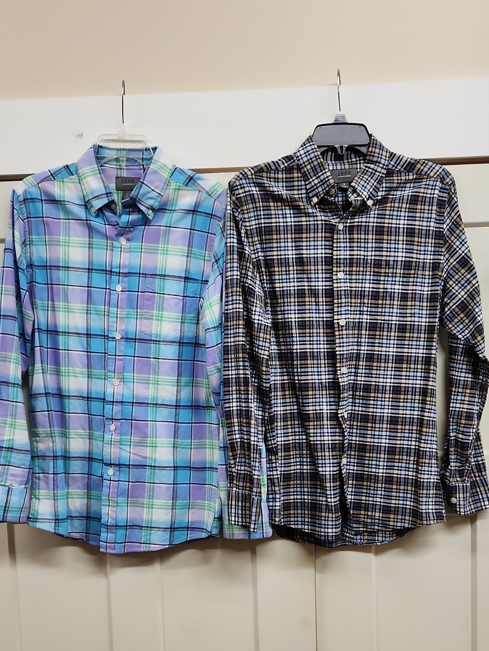 Two Saddlebred 1888 Vintage Oxford Tailored Men's Plaid Button-Down Shirts